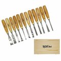 Rox Wood Wood Carving Hand Chisel Tools with Wooden Storage Case - 12 Piece RO298300